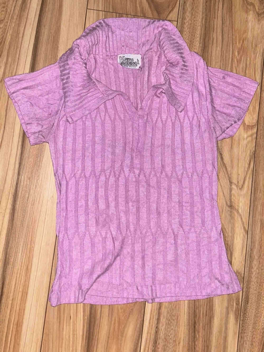 Karen Kane Lavender-Pink Short Sleeve V-Neck Sweater